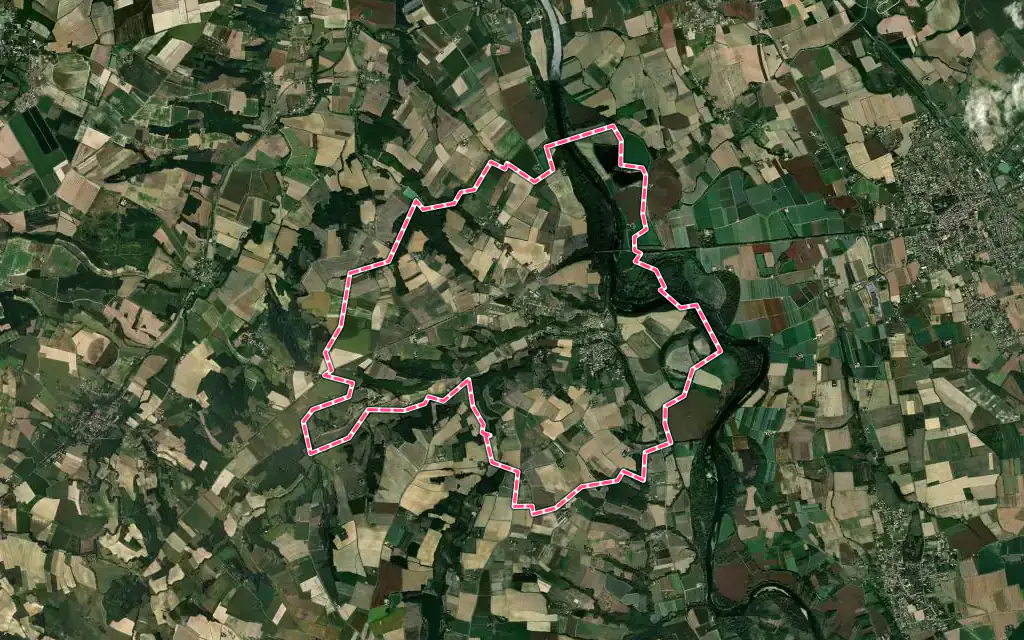 Vue satellite de Bourret avec ses contours administratifs