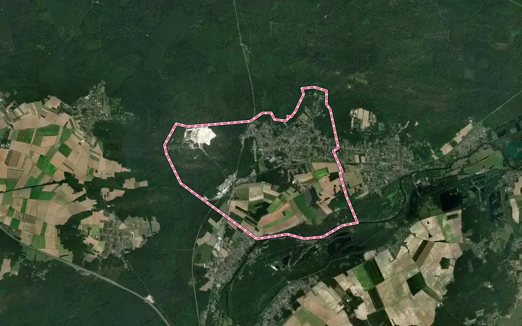 Vue satellite de Bourron-Marlotte avec ses contours administratifs