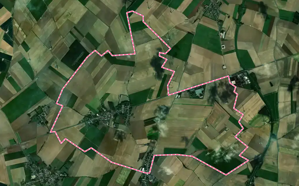 Vue satellite de Boursies avec ses contours administratifs