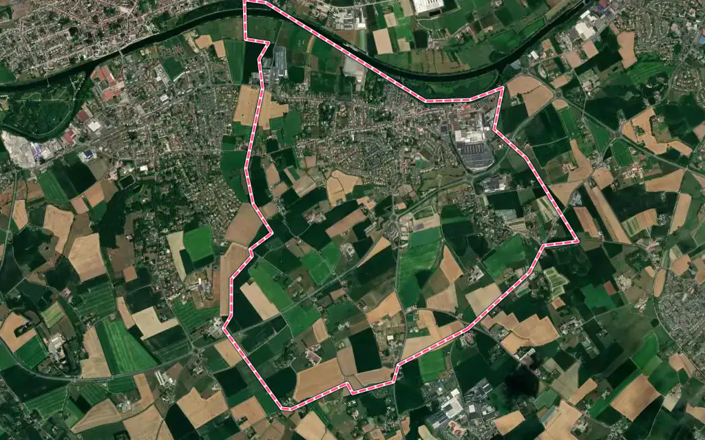 Vue satellite de Bousbecque avec ses contours administratifs
