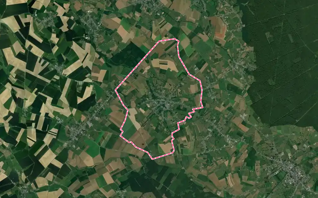 Vue satellite de Bousies avec ses contours administratifs