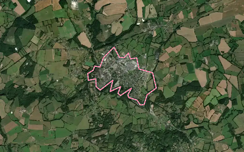 Vue satellite de Boussac avec ses contours administratifs