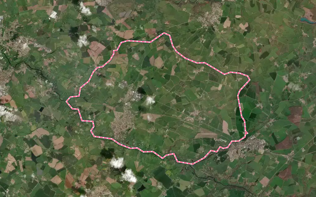 Vue satellite de Boussay avec ses contours administratifs