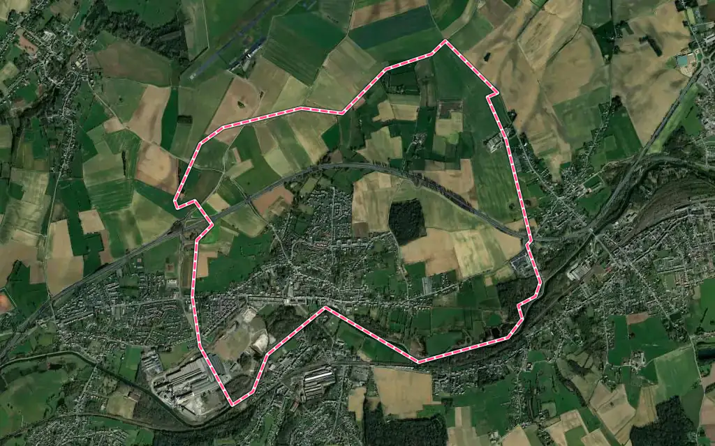 Vue satellite de Boussois avec ses contours administratifs