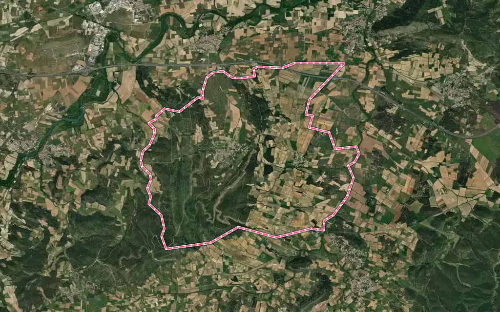 Vue satellite de Boutenac avec ses contours administratifs