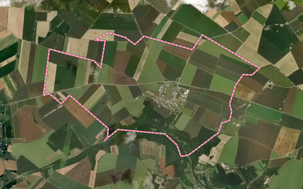 Vue satellite de Boutervilliers avec ses contours administratifs