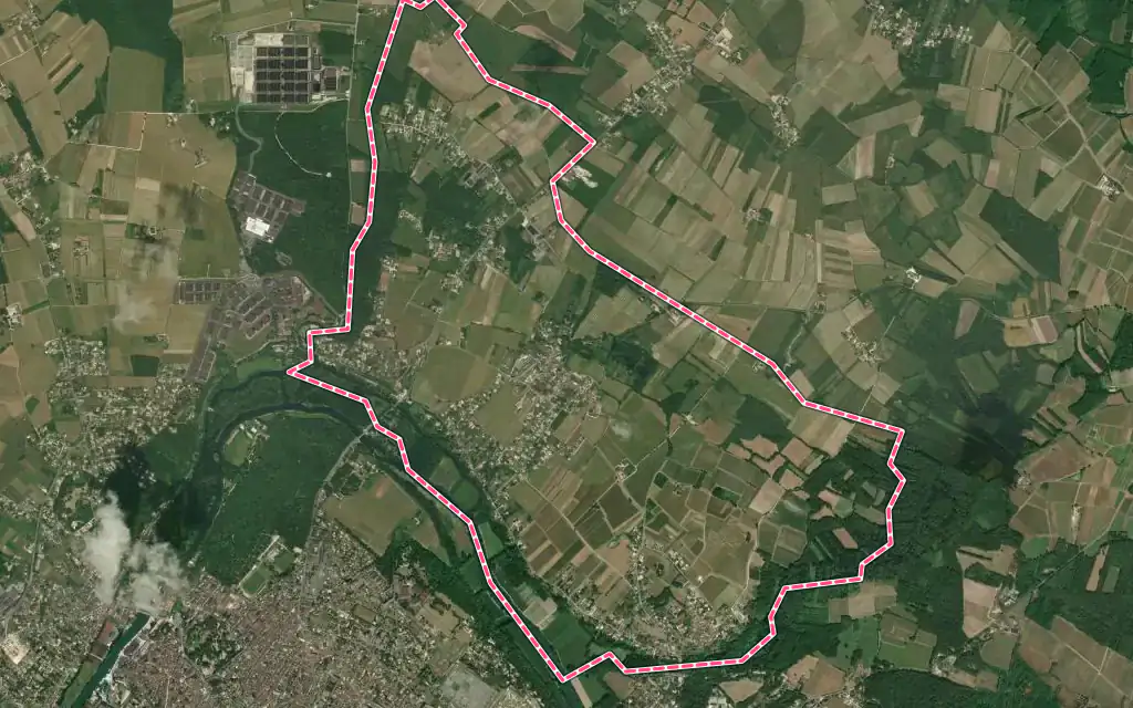 Vue satellite de Boutiers-Saint-Trojan avec ses contours administratifs