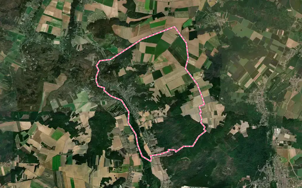 Vue satellite de Boutigny-sur-Essonne avec ses contours administratifs