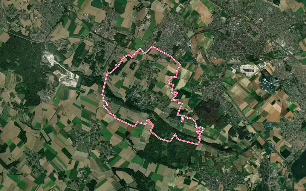 Vue satellite de Bouvigny-Boyeffles avec ses contours administratifs