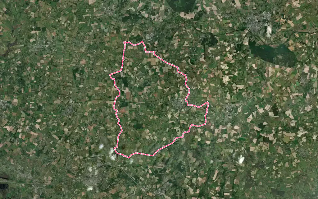 Vue satellite de Bouvron avec ses contours administratifs