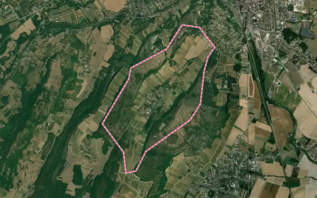 Vue satellite de Bouzeron avec ses contours administratifs