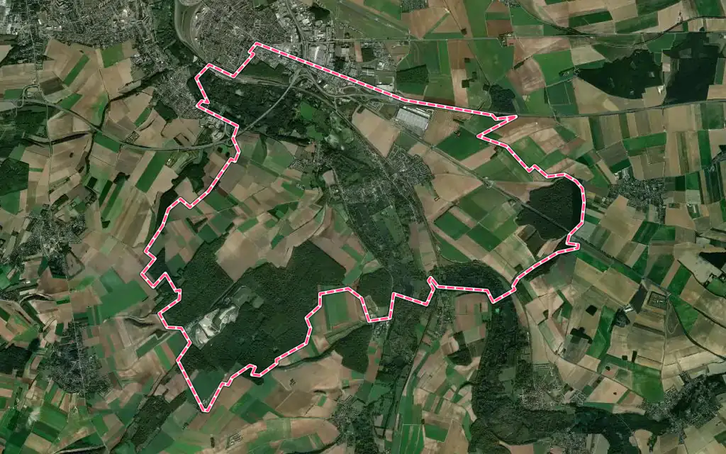 Vue satellite de Boves avec ses contours administratifs