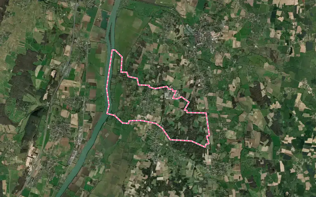 Vue satellite de Boz avec ses contours administratifs