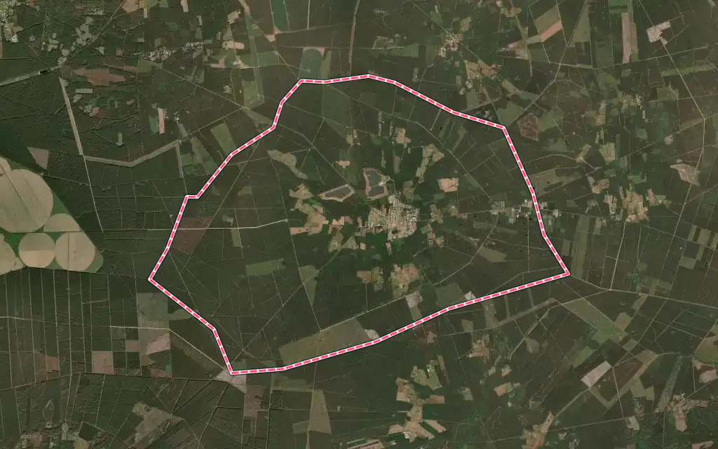 Vue satellite de Brach avec ses contours administratifs