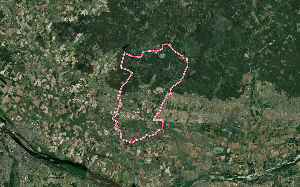 Vue satellite de Brain-sur-Allonnes avec ses contours administratifs