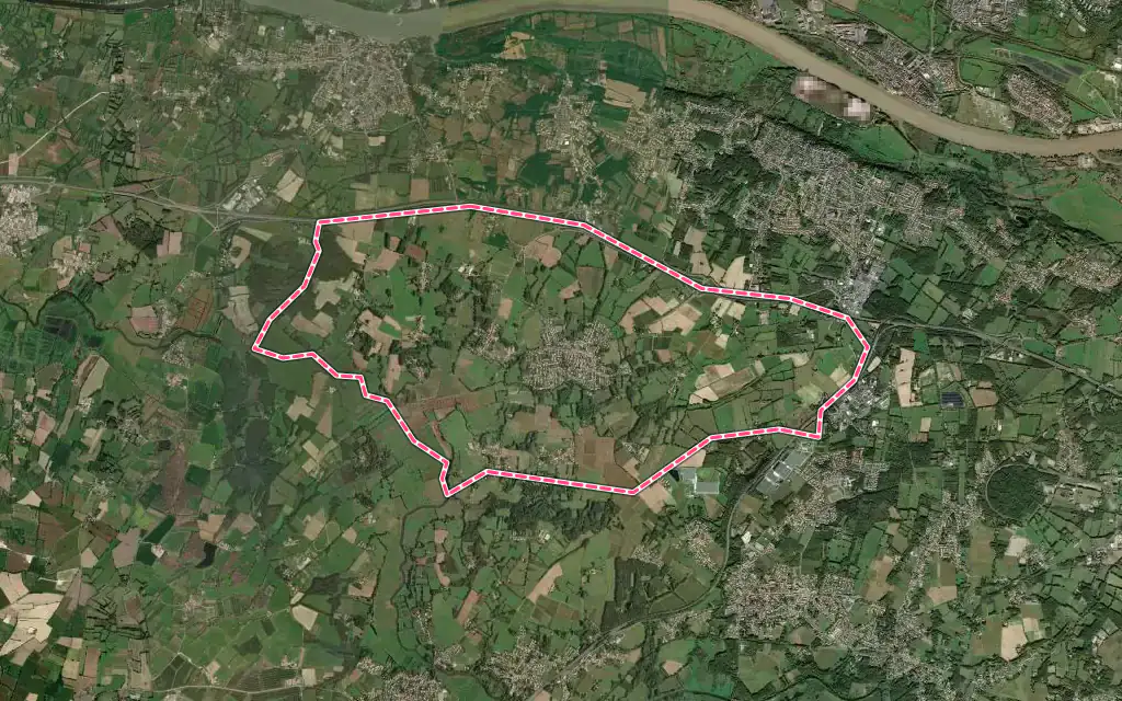 Vue satellite de Brains avec ses contours administratifs