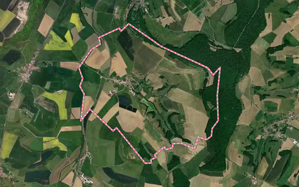Vue satellite de Brainville-sur-Meuse avec ses contours administratifs