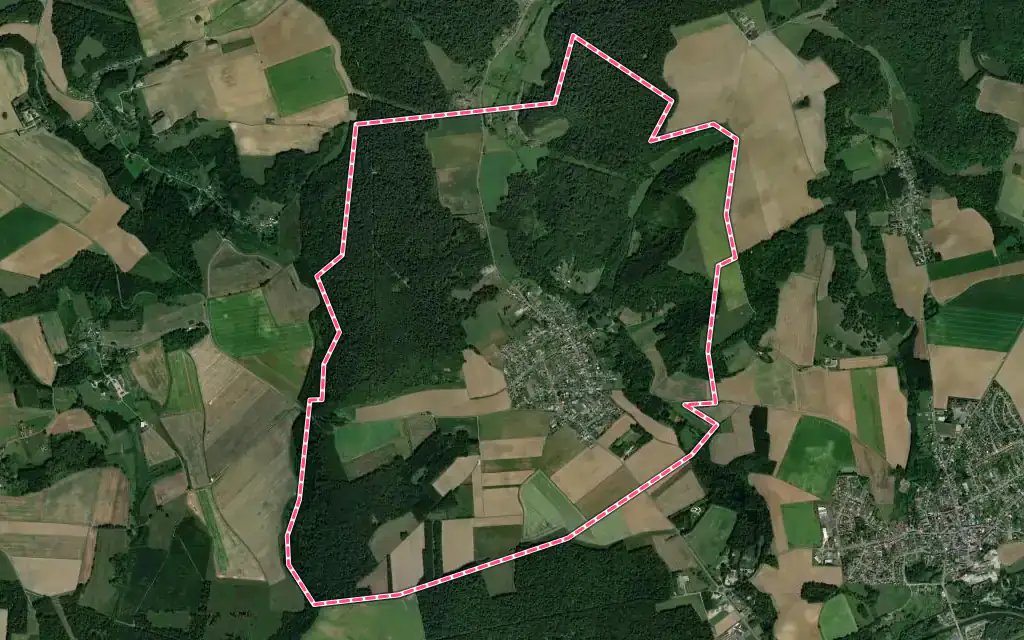 Vue satellite de Brancourt-en-Laonnois avec ses contours administratifs