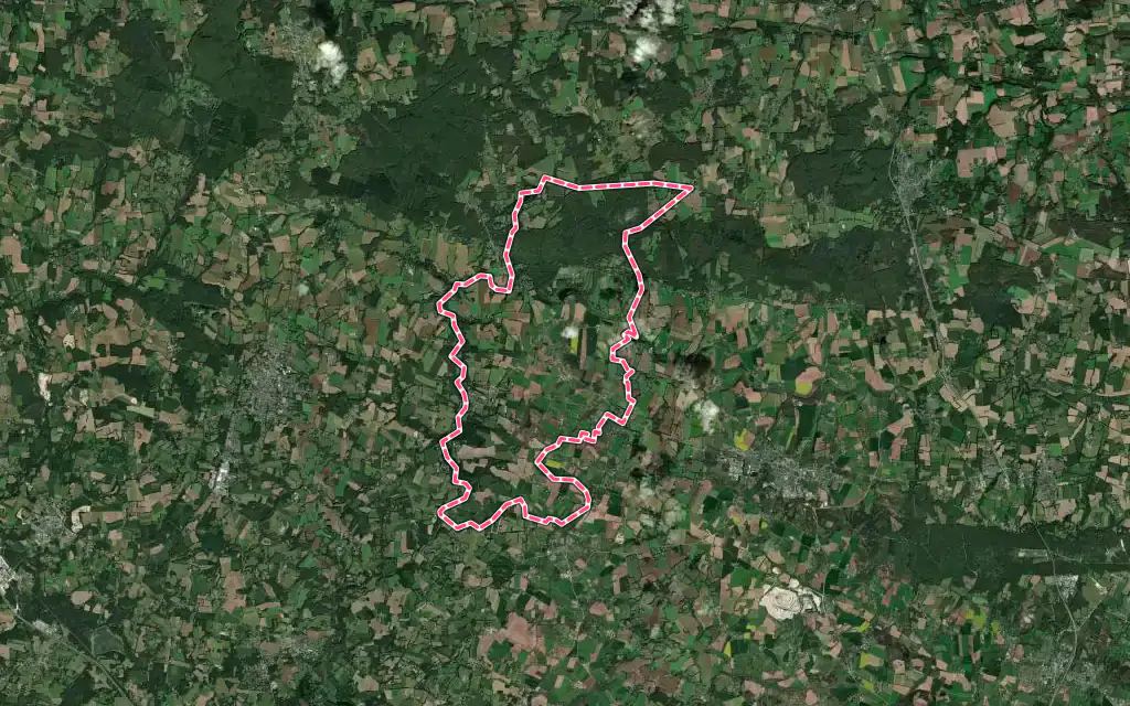 Vue satellite de Brandivy avec ses contours administratifs