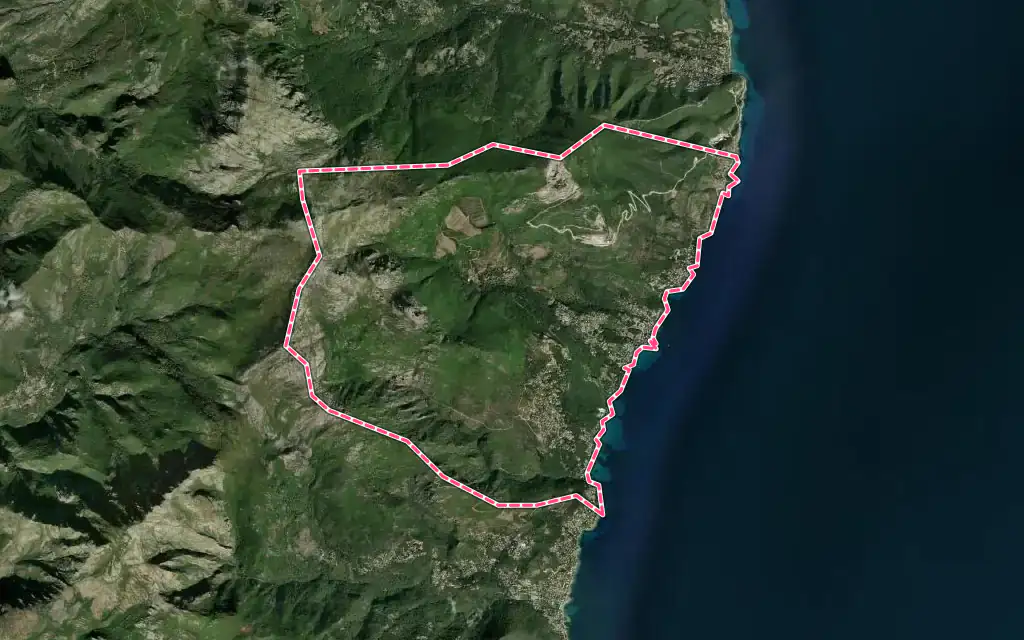 Vue satellite de Brando avec ses contours administratifs