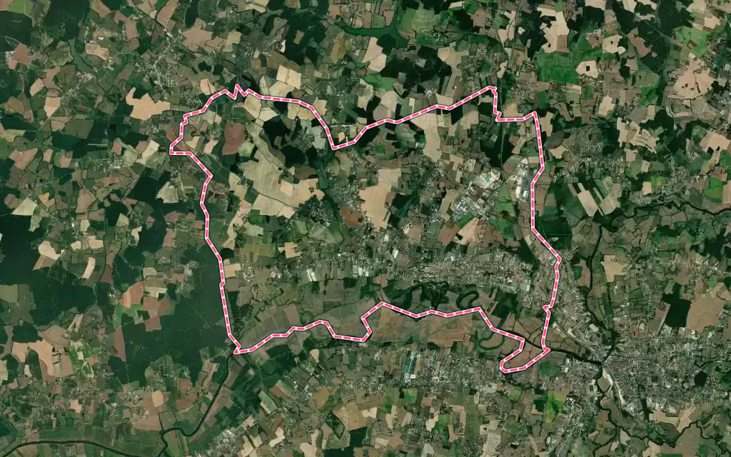 Vue satellite de Branges avec ses contours administratifs