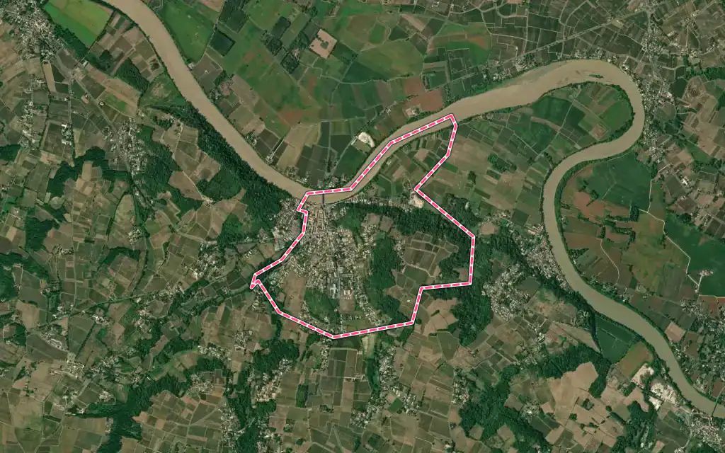 Vue satellite de Branne avec ses contours administratifs