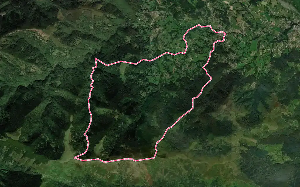 Vue satellite de Brassac avec ses contours administratifs