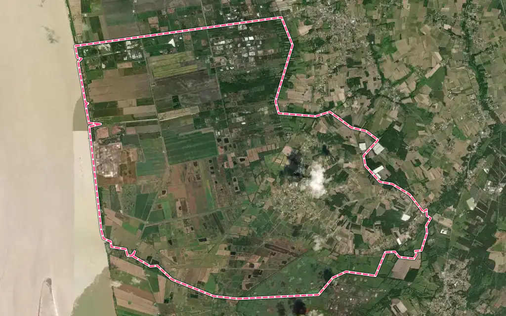 Vue satellite de Braud-et-Saint-Louis avec ses contours administratifs