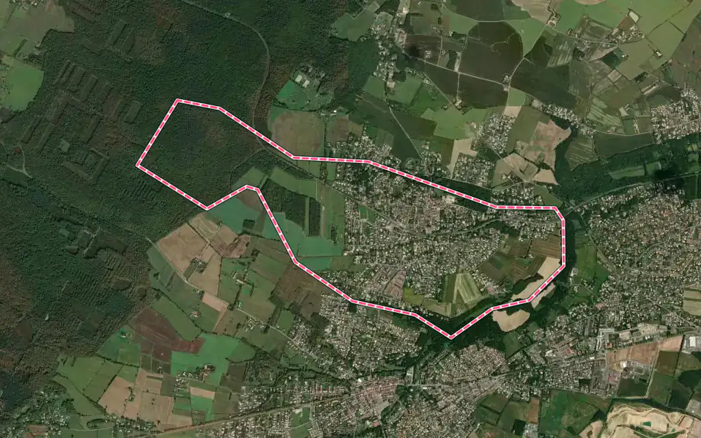 Vue satellite de Brax avec ses contours administratifs
