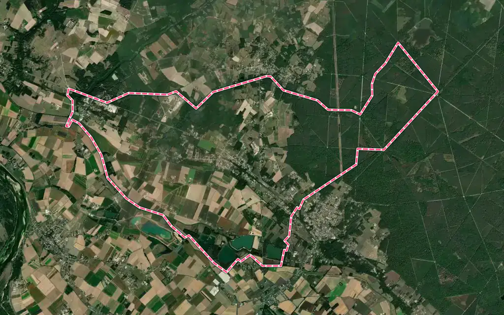 Vue satellite de Bray-Saint-Aignan avec ses contours administratifs