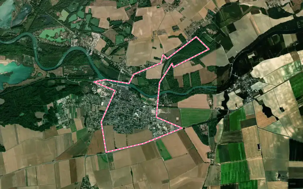 Vue satellite de Bray-sur-Seine avec ses contours administratifs