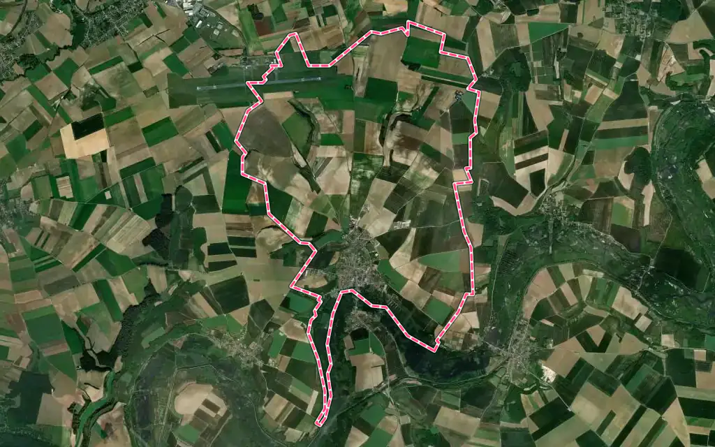 Vue satellite de Bray-sur-Somme avec ses contours administratifs