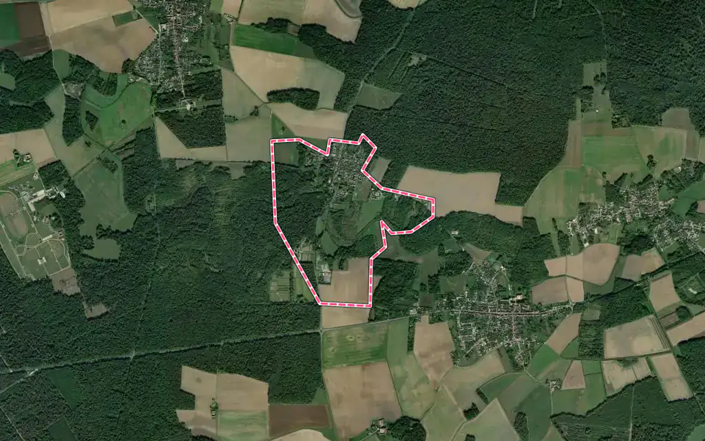 Vue satellite de Bréau avec ses contours administratifs