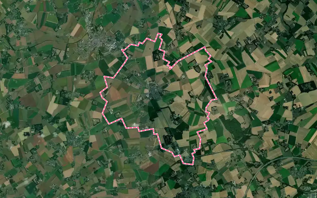 Vue satellite de Bréauté avec ses contours administratifs