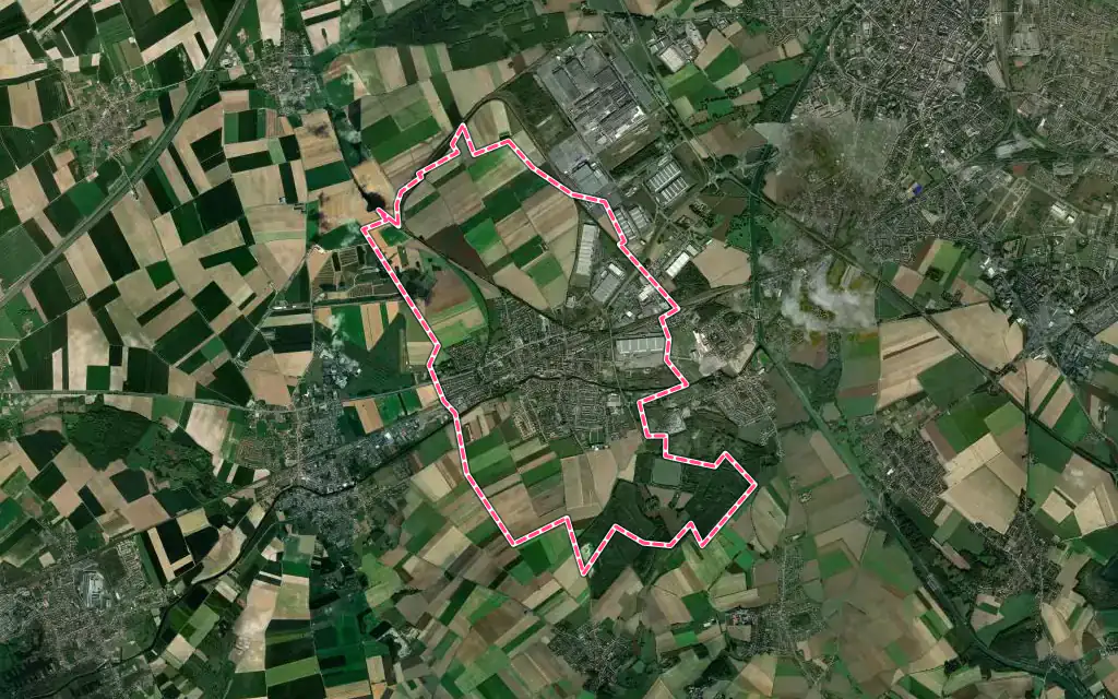 Vue satellite de Brebières avec ses contours administratifs