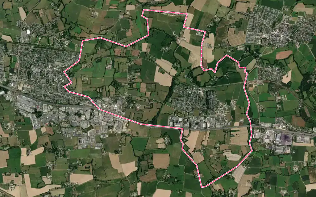 Vue satellite de Brécé avec ses contours administratifs