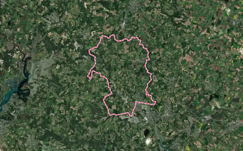 Vue satellite de Brech avec ses contours administratifs
