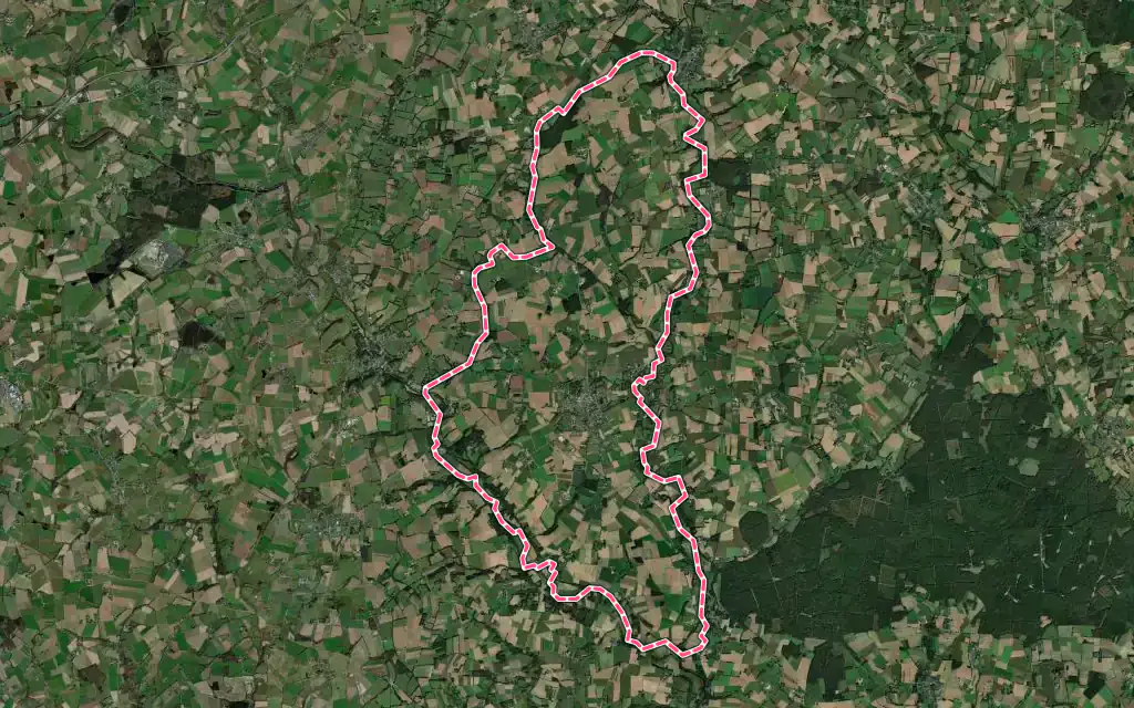 Vue satellite de Bréhan avec ses contours administratifs