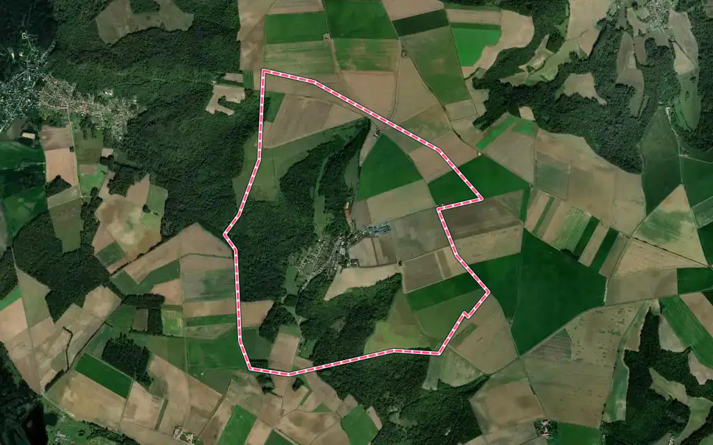 Vue satellite de Brenelle avec ses contours administratifs