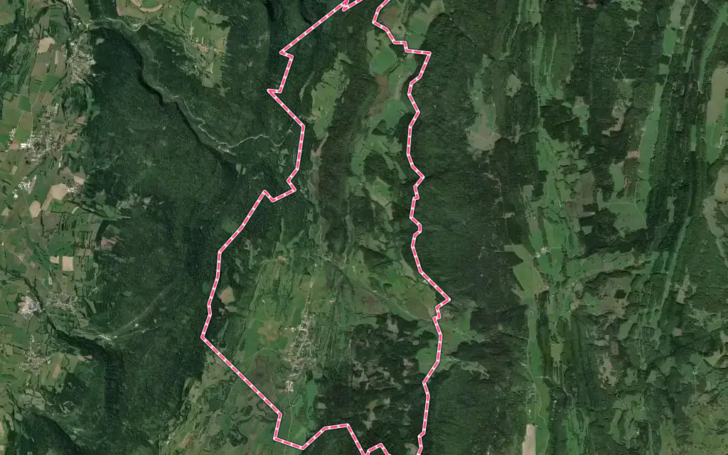 Vue satellite de Brénod avec ses contours administratifs