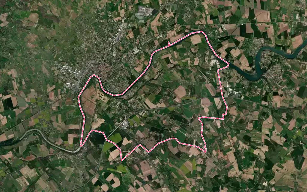 Vue satellite de Brens avec ses contours administratifs