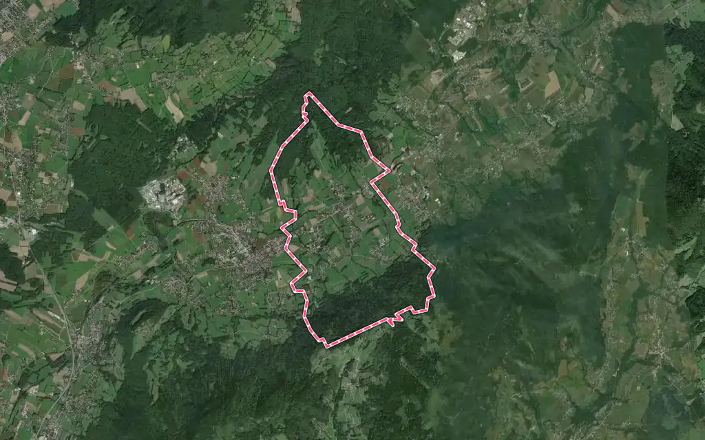 Vue satellite de Brenthonne avec ses contours administratifs