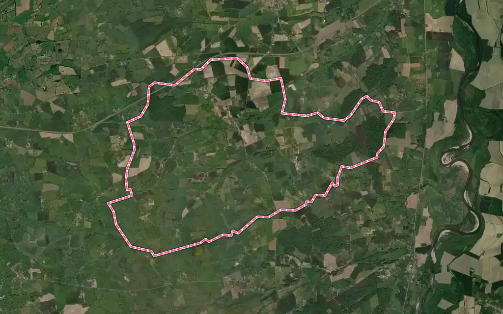 Vue satellite de Bresnay avec ses contours administratifs
