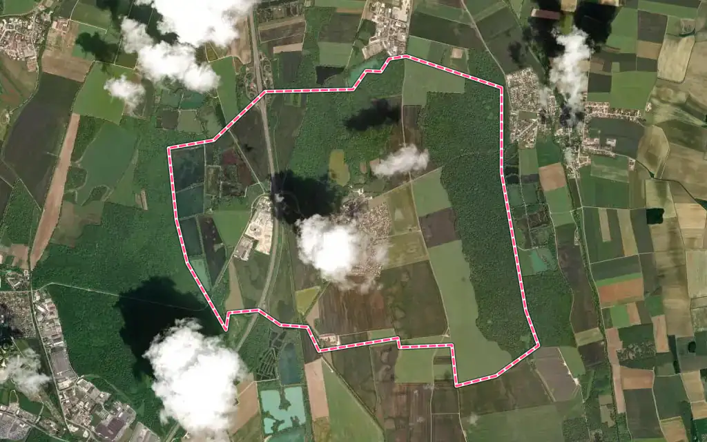 Vue satellite de Bressey-sur-Tille avec ses contours administratifs
