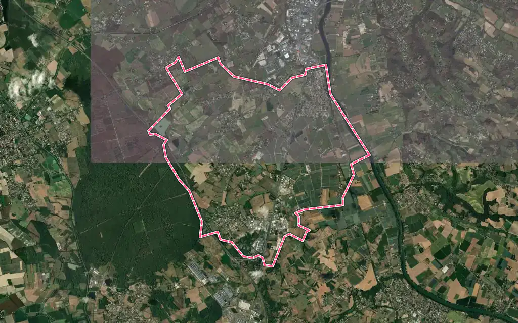 Vue satellite de Bressols avec ses contours administratifs