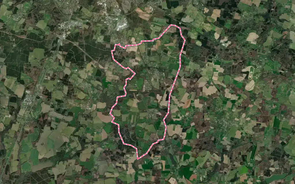 Vue satellite de Bretagne-de-Marsan avec ses contours administratifs