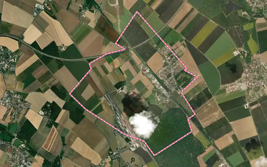 Vue satellite de Bretenière avec ses contours administratifs