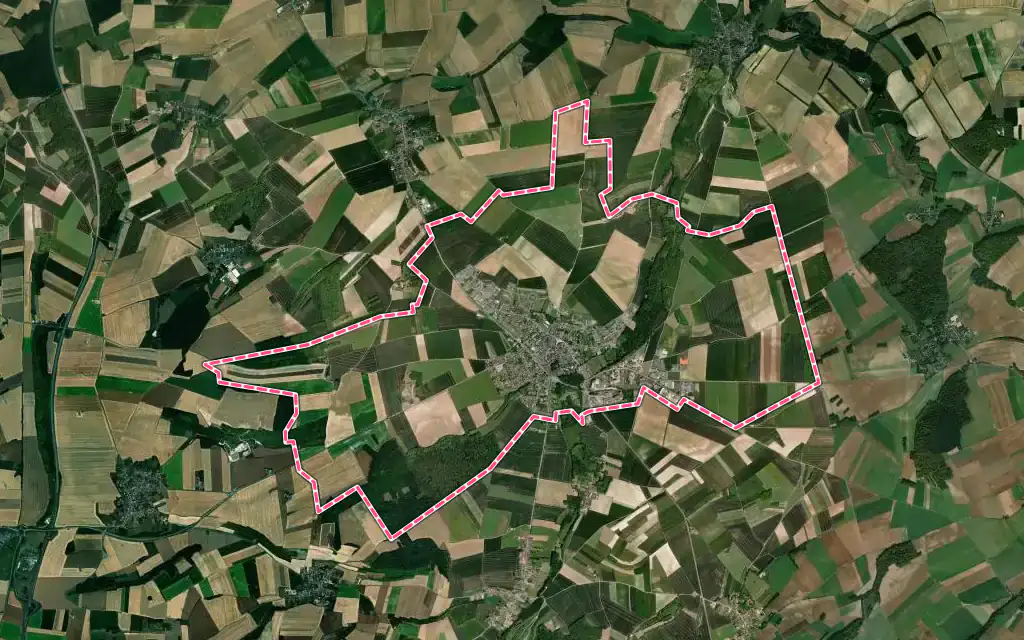 Vue satellite de Breteuil avec ses contours administratifs