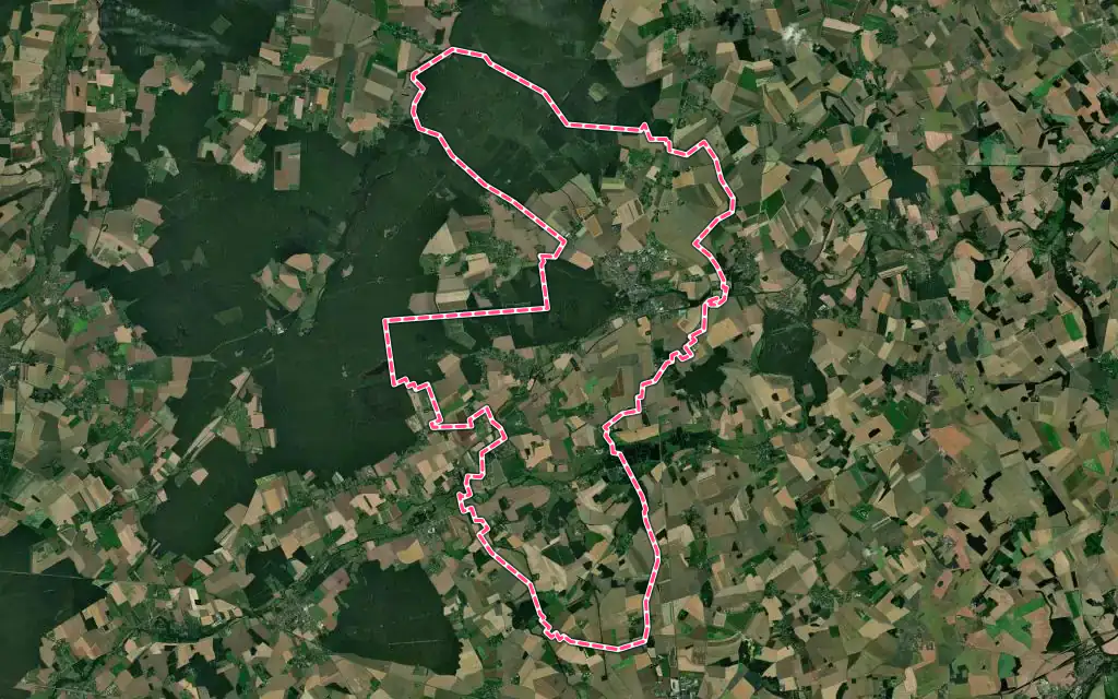 Vue satellite de Breteuil avec ses contours administratifs