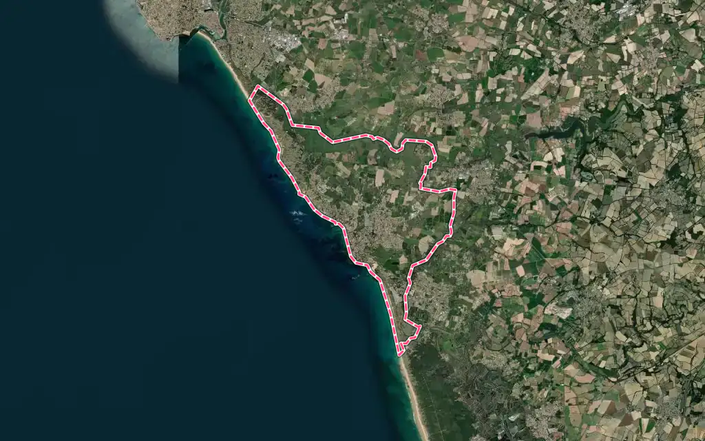 Vue satellite de Bretignolles-sur-Mer avec ses contours administratifs